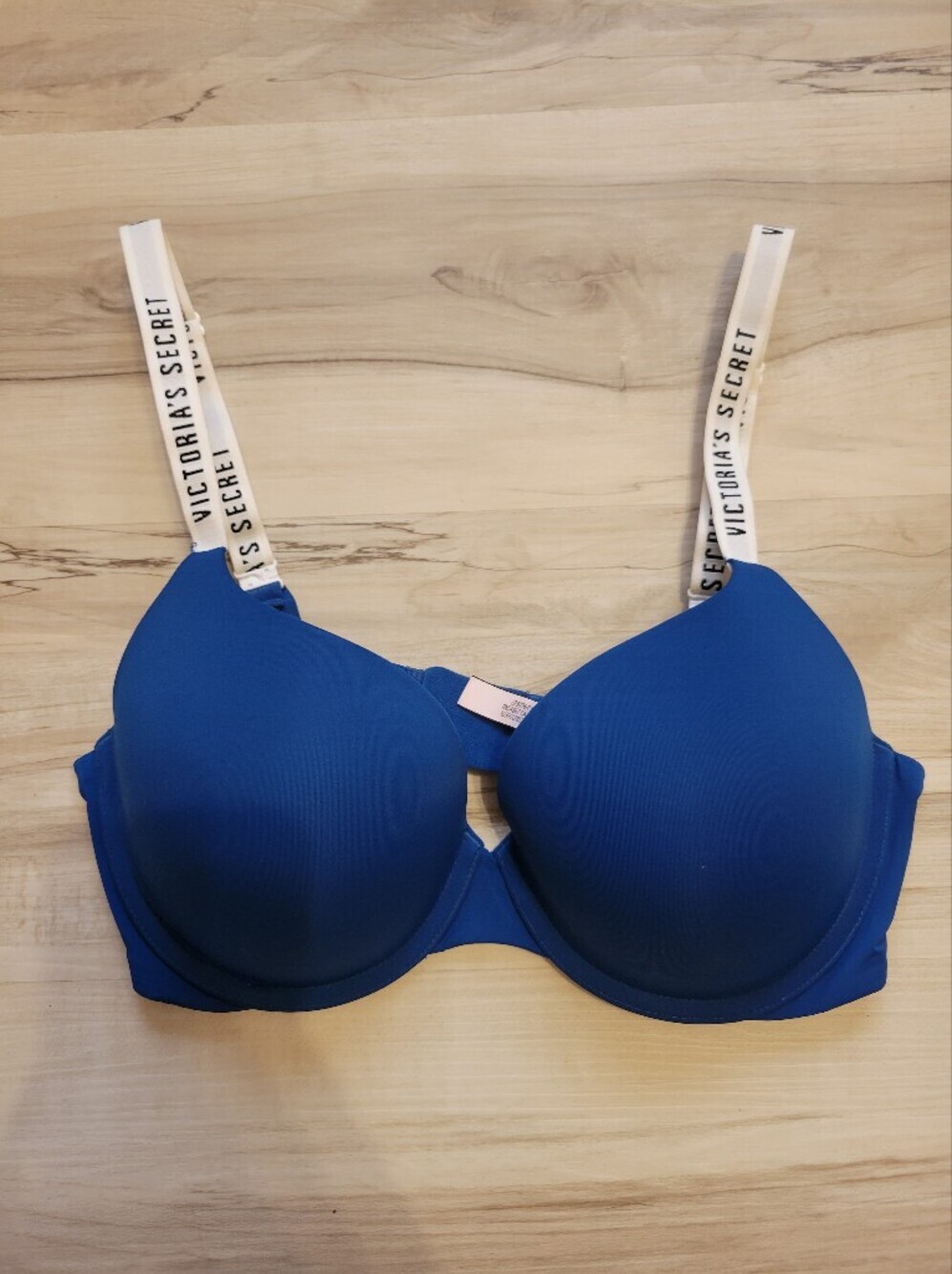 Victoria's Secret Blue T-Shirt Bra with Logo Straps